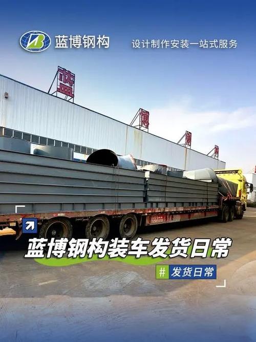 一起来看看钢结构构件是怎么装车发货的吧 行车吊臂起落,钢构件有序